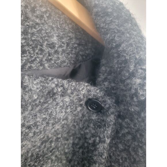 H&M Divided Women’s M Wool Blend Bouclé Asymmetrical Zip Coat Gray - Picture 4 of 14